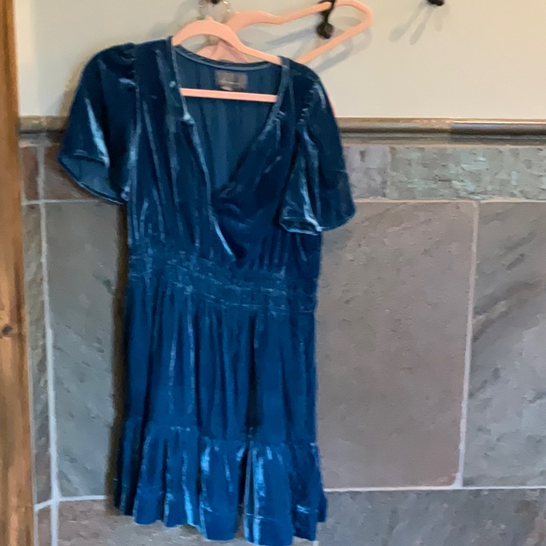 Anthropologie Dress Light Blue Velvet